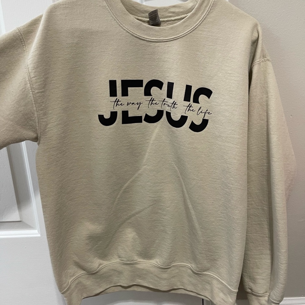 Beige Jesus Graphic Women’s Sweater